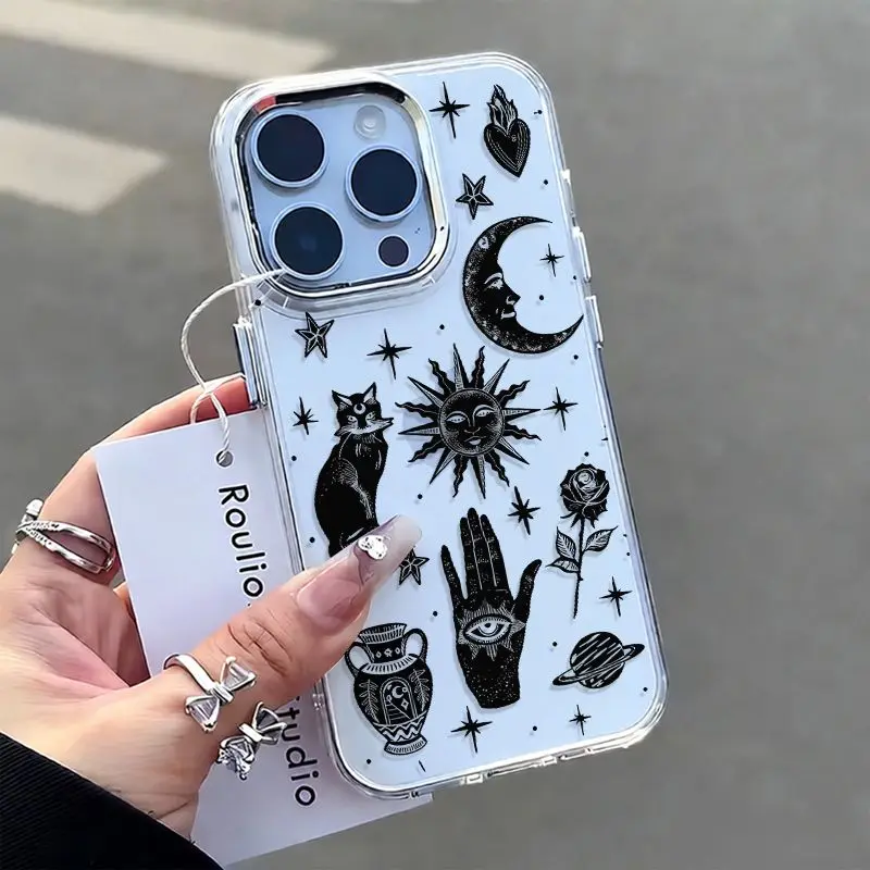 Gothic Cat Floral Phone Case For Samsung Galaxy A57 A55 S26 S25 Ultra S23 S24 Plus A56 A17 A36 A26 A37 A06 Shockproof TPU Cover