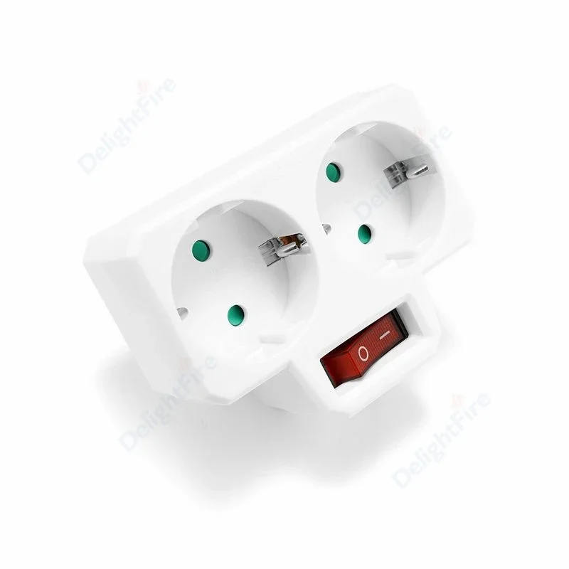 EU Plug Adapter With Switch ON/OFF Power Converter 1 To 1/2/3 Way EU Standard Electrical Socket Germany Korea Spian Plug Adaptor
