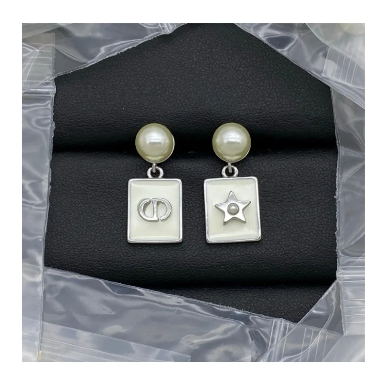 

New Square Star Pig Nose Pearl Stud Earrings Women's Real Shot Silver Needle Earrings Batch