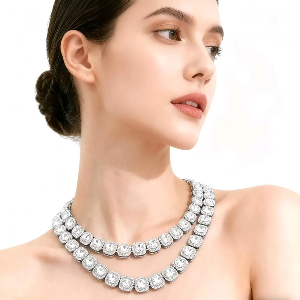 

Аксессуары для самостоятельного изготовления: европейские и американские трансграничные украшения в стиле хип-хоп для мужчин, квадратные бриллианты, полностью усыпанные бриллиантами, колье с сердечками из сахарного стекла.