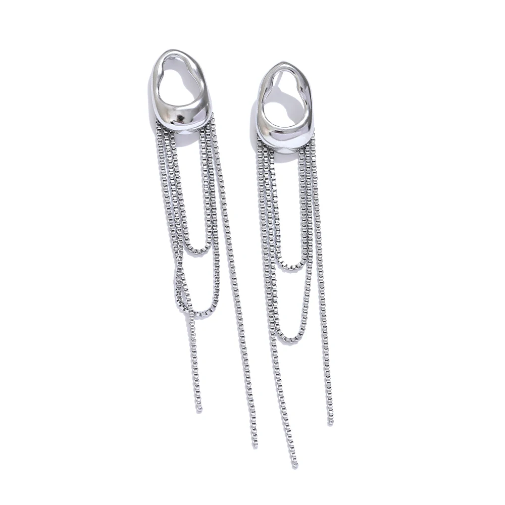 Yhpup 316L roestvrij staal geometrische kwast ketting drop Dangle Oorbellen voor vrouwen temperament populaire waterdichte sieraden cadeau