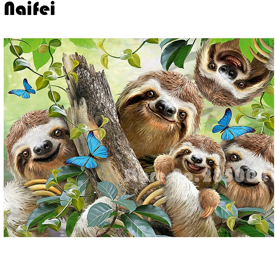 5D DIY Diamant Malerei Faultier und Schmetterling Tier Serie voller Platz Diamant Stickerei Kreuzstich Mosaik Home Dekoration