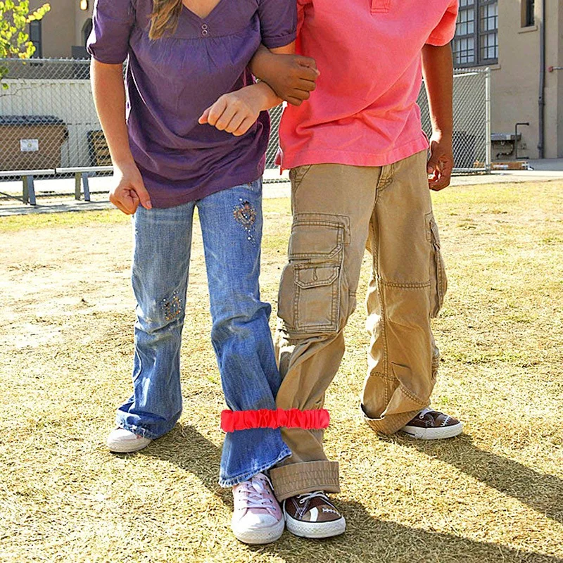 أربطة سباق أرجل حبل ربط مرن ألعاب سباق التتابع في الهواء الطلق للأطفال ألعاب التفاعل بين الوالدين والطفل دعائم المنافسة المدرسية TMZ #6