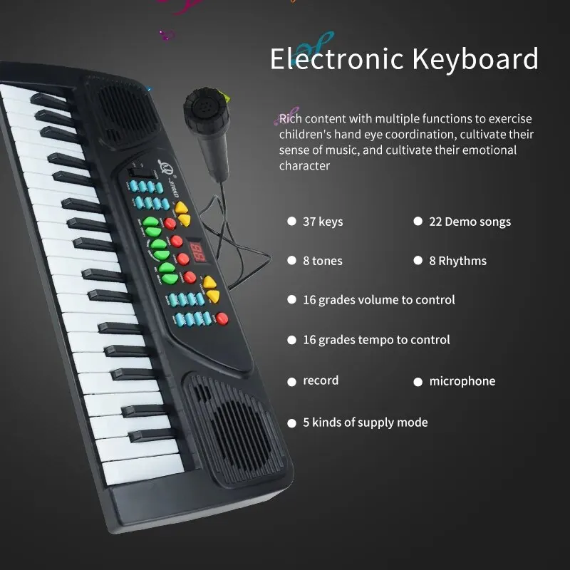 Kids Keyboard Piano, 37 Key Portable Electronic Piano for Kids, Digital Music Piano Keyboard Educational Toys