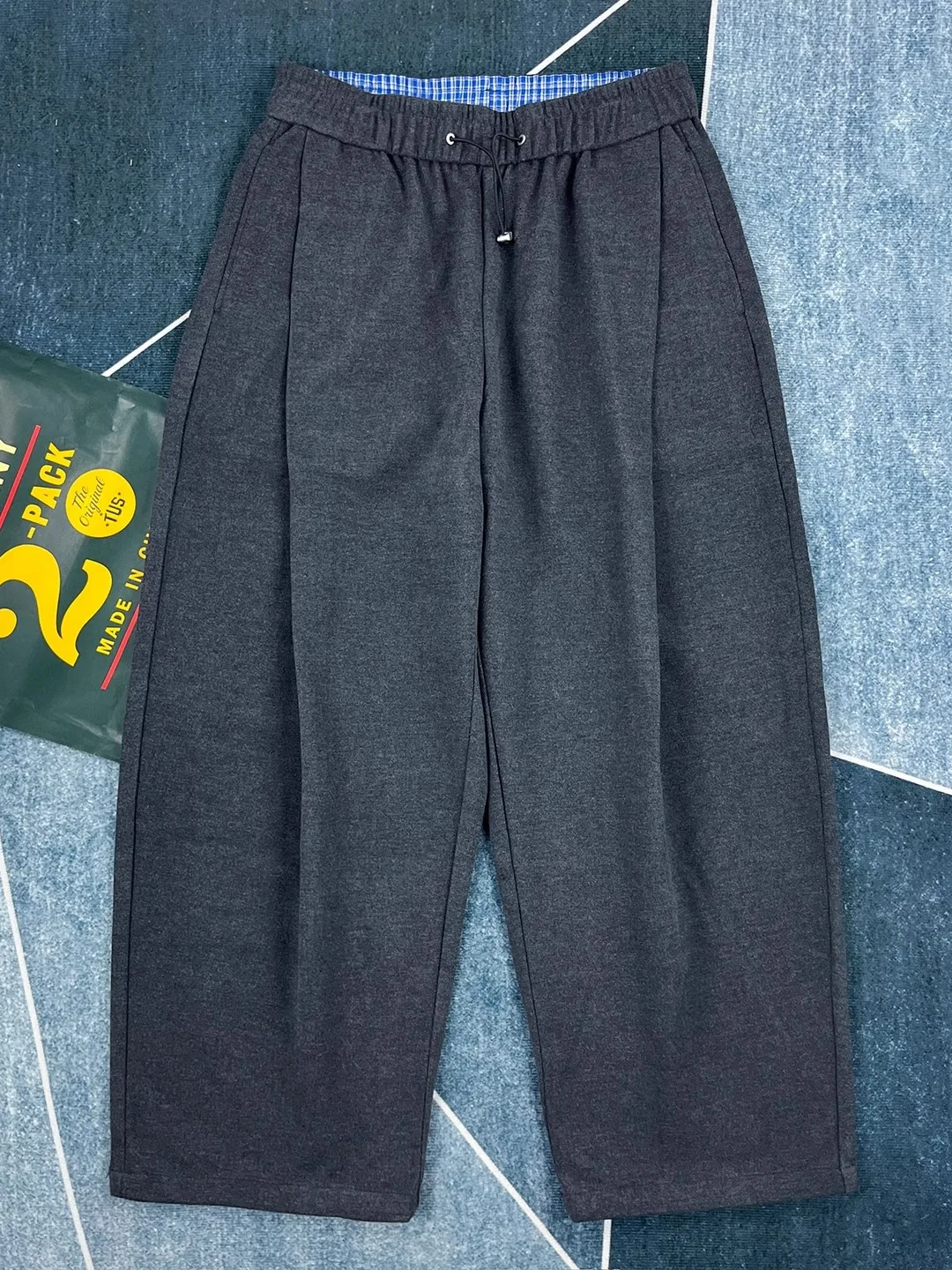 Men's Loose-Fit Heavyweight Casual Pants - Straight Leg Wide-Baggy Trousers with Dropped Crotch Japanese Retro Style Cargo Pant