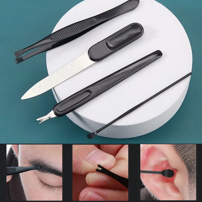 7/10 pçs unisex conjunto de manicure de aço inoxidável com cortador de unhas portátil kit de preparação de viagem tesoura de unhas kit de ferramentas de preparação