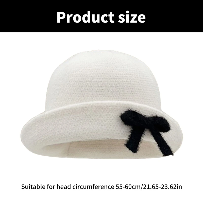 Women Bowknot Fisherman Caps Winter Autumn Warm Windproof Caps Outdoor Bucket Hat image 6