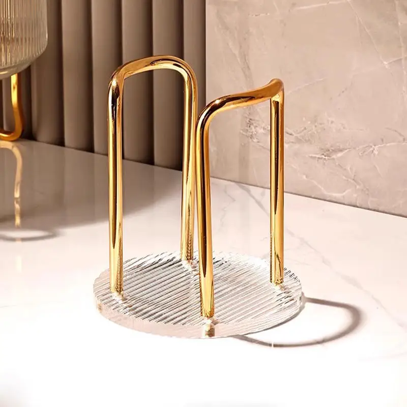 

1 шт., бамбуковая деревянная металлическая стойка для хранения стаканчиков, круглая DIY бытовая подставка для стаканчиков для одноразовой бумаги, настольные стеллажи для хранения