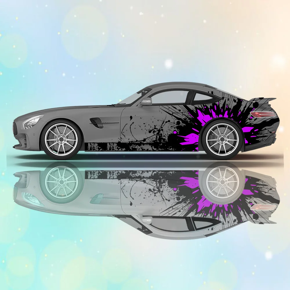 Splashing Graffiti Print Car Side Sticker Decoration Protection, Waterproof Self-adhesive Decal Auto Accessories Wrap Cover