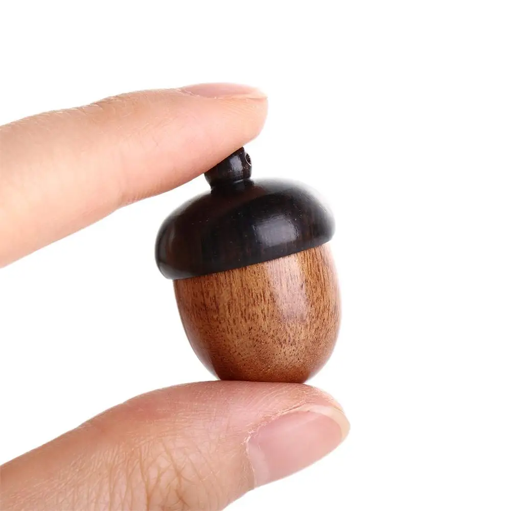 Portable Outdoor Acorn Shape Medicine Tablet Container Wooden Pill Box Capsules Organizer Granule Storage Box Travel Pill Case