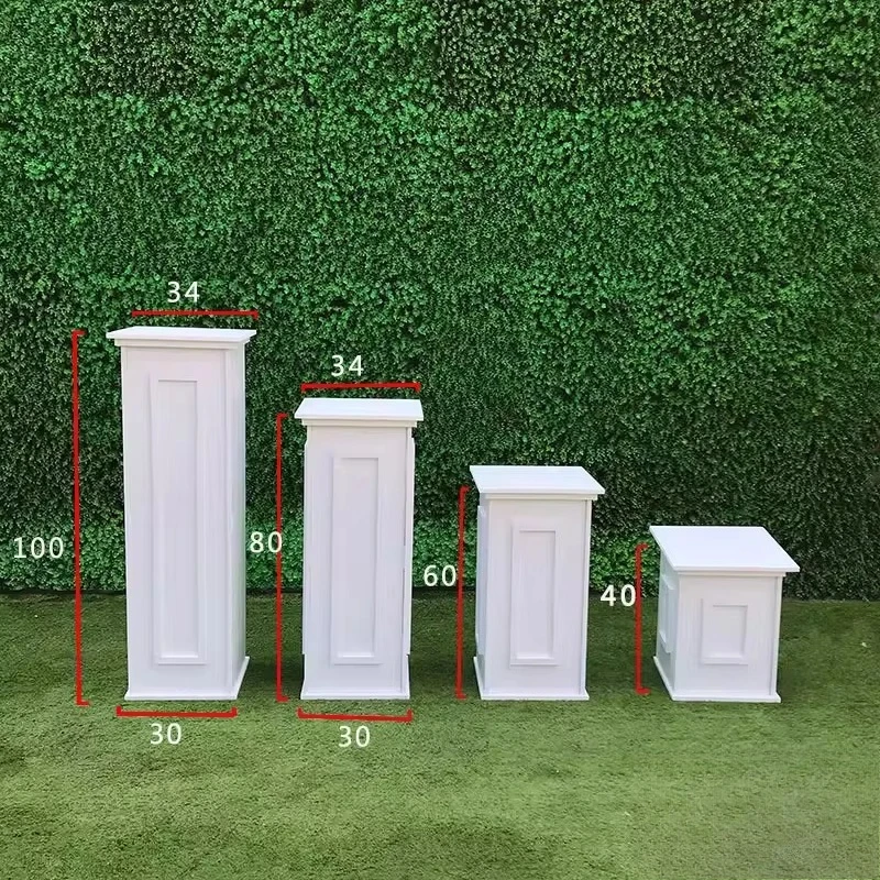 PVC Wedding Aisle Decor White Dessert Table Display Square Column Flower Stand For Scene Decoration