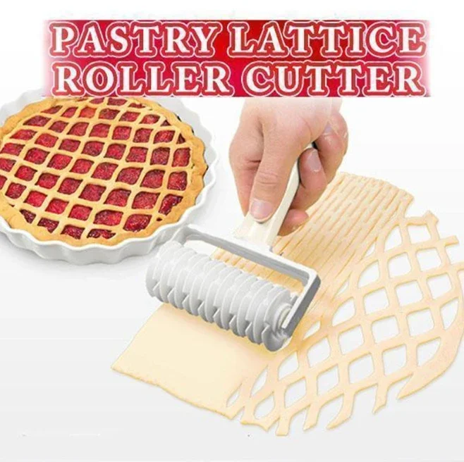 High Quality 1PC Embossing Lattice Dough Roller Plastic Pie Pizza Cutter Pastry Bakeware DIY Hand‑made Cake Baking Supplies