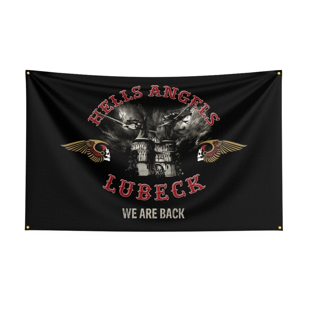 

3X5 FT Hells Angels Flag Polyester Printed Motorcycle Banner For Decor