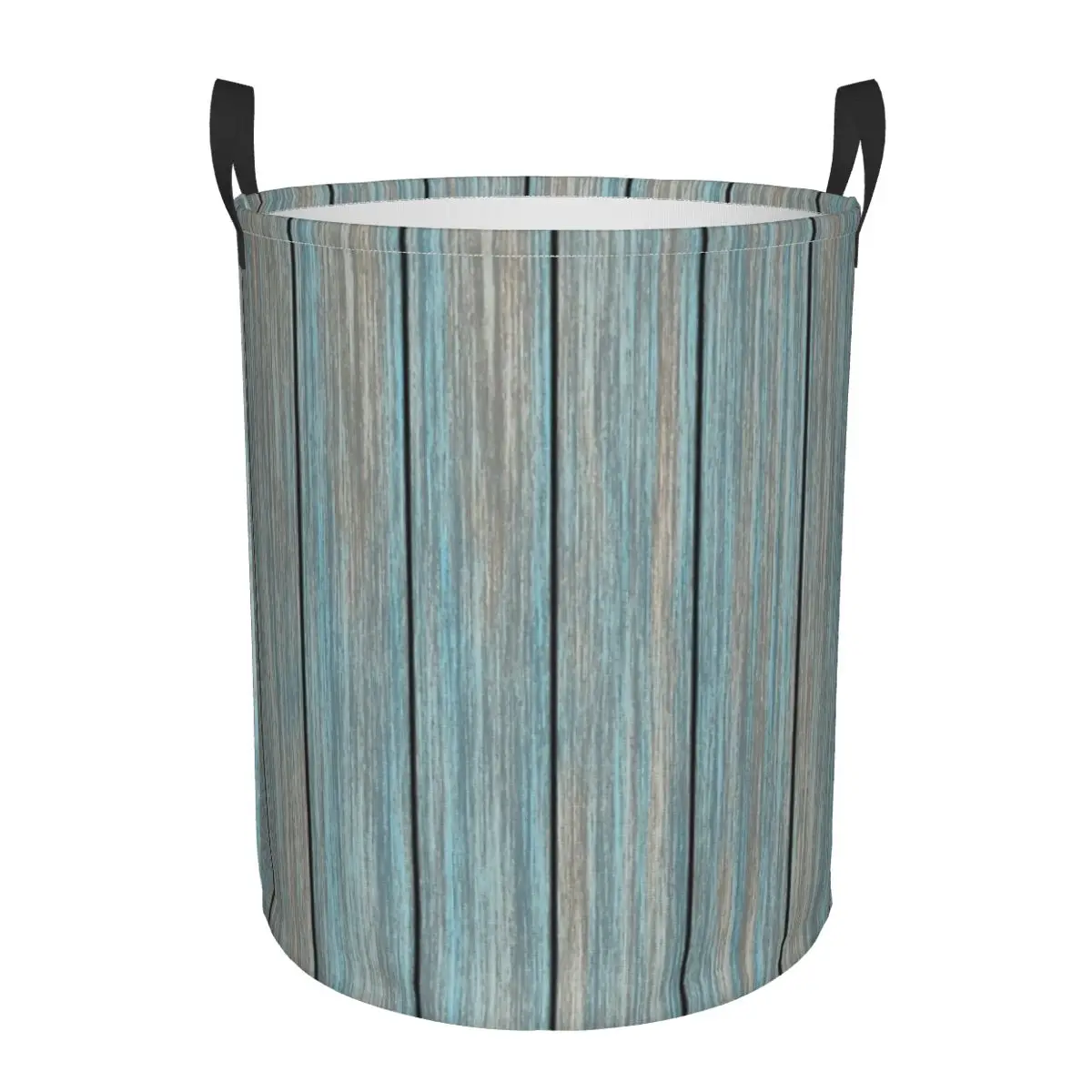 Shabby Rustic Weathered Wood Turquoise Dirty Laundry Baskets Foldable Large Waterproof Clothes Toys Sundries Storage Basket