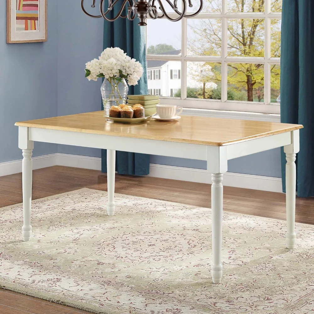 

Farmhouse Dining Table, White and Natural