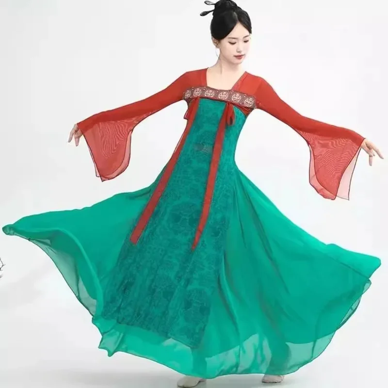 

Classical Dance Costumes, Elegant Women's Han Tang Chest Length Skirts, And Practice Flowing Ribbons, Body Charm Performance