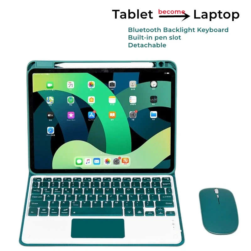 Capa de teclado retroiluminado mouse para xiaomi pad 6/6 pro 11 2023 bluetooth sem fio espanhol coreano tailandês magnético funda para mipad 6