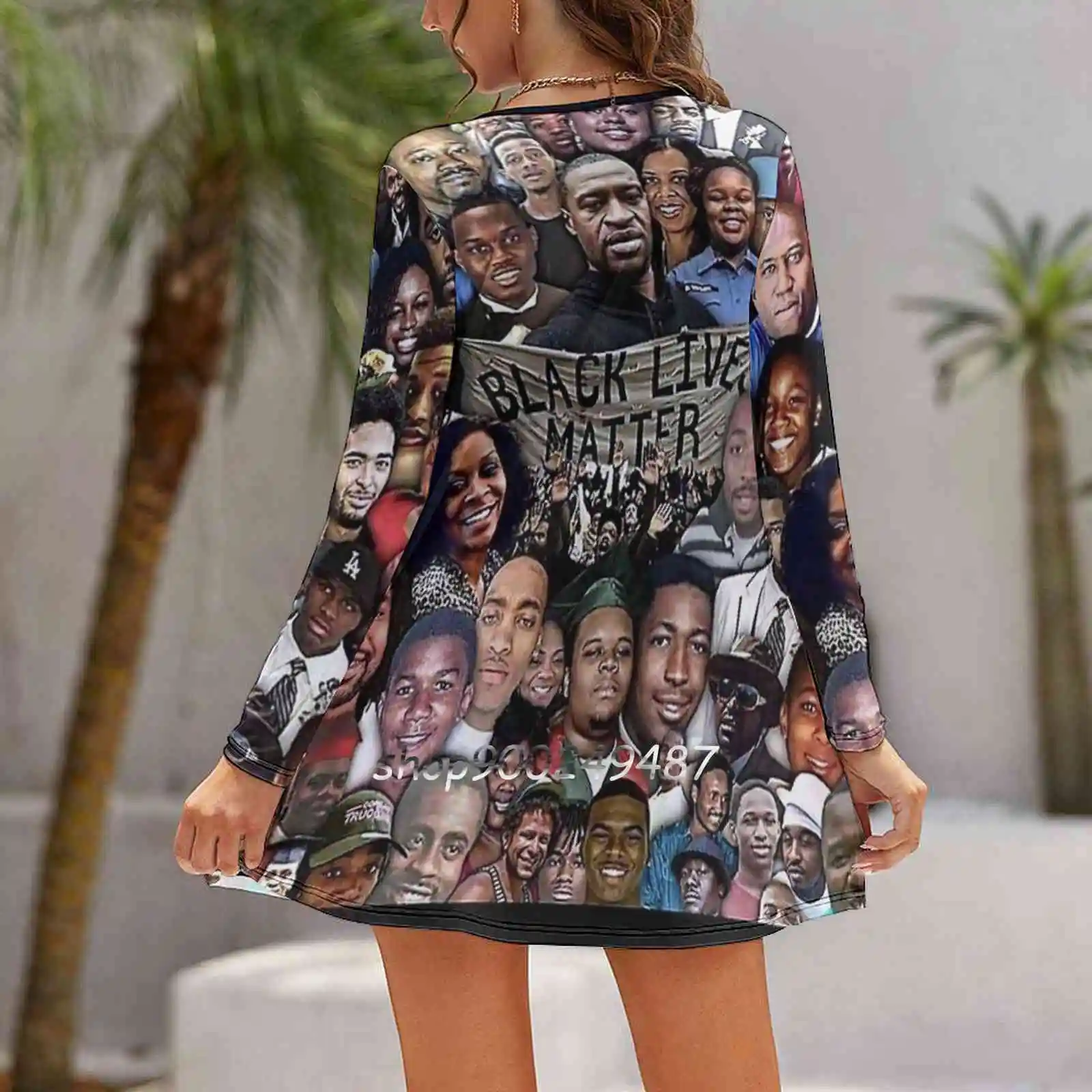 Protest Black Lives Matter Poster Women Casual High Waist Mini Dress Long Sleeve Dress Autumn New Fashion Dress George Floyd