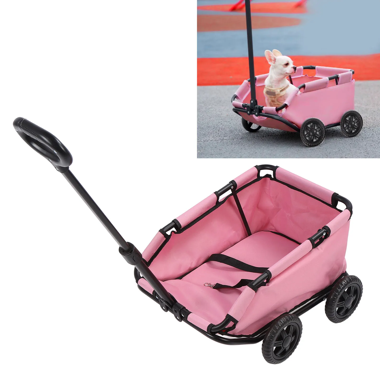 

Коляска для собак с 4 колесами, удобный руль, складная коляска для домашних животных для маленьких кошек, собак до 28,6 фунтов, складная коляска для собак