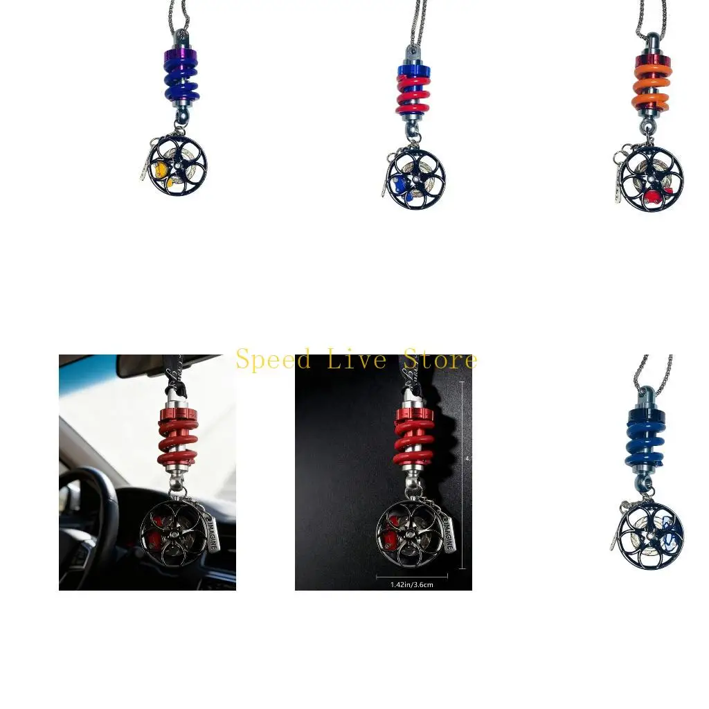 547C Car Owner Mirror Ornament Metal Pendant with Spring Detail