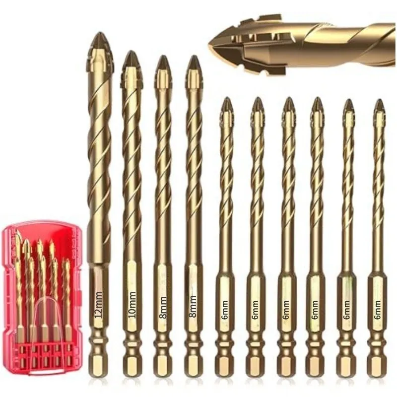 10/6/5/3PCS Masonry Drill Bit Set Four-Flute Eccentric Drill Bits Suitable For Drilling Holes Tile Ceramics Plastics Wood Tools