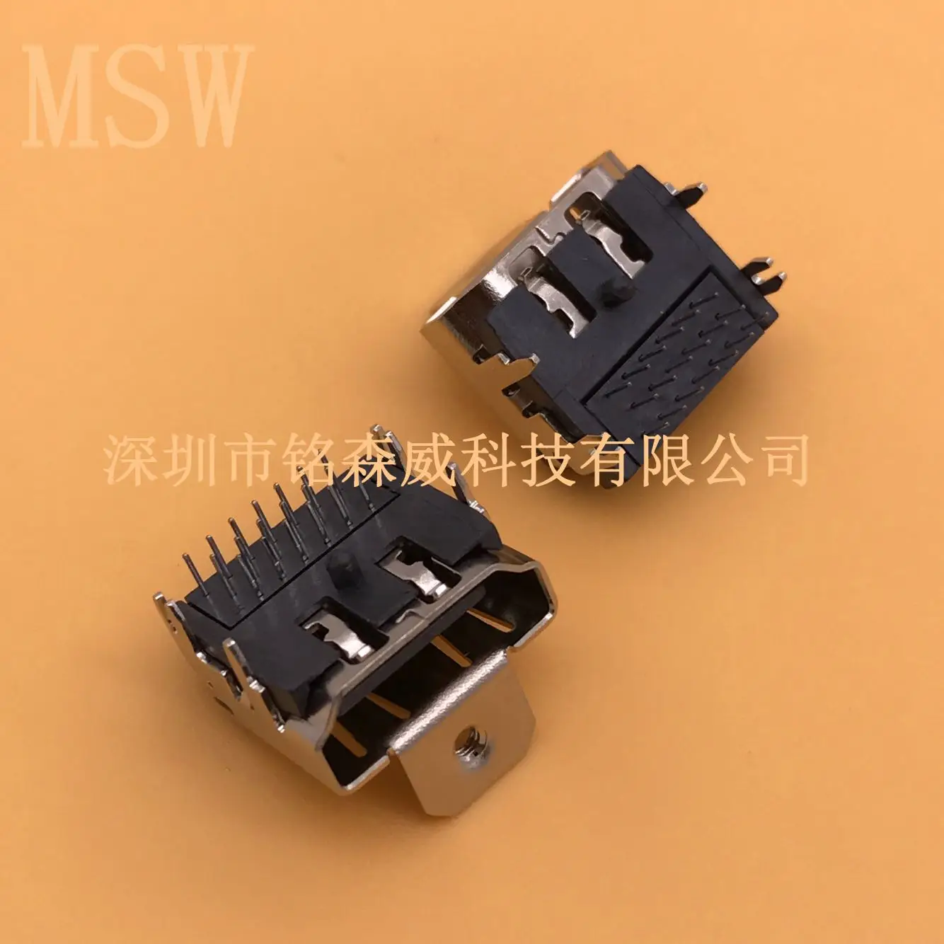 For Supply HDMI 19P DIP three-row needle with screw hole, earhole height 12.3mm with column, all-inclusive female seat