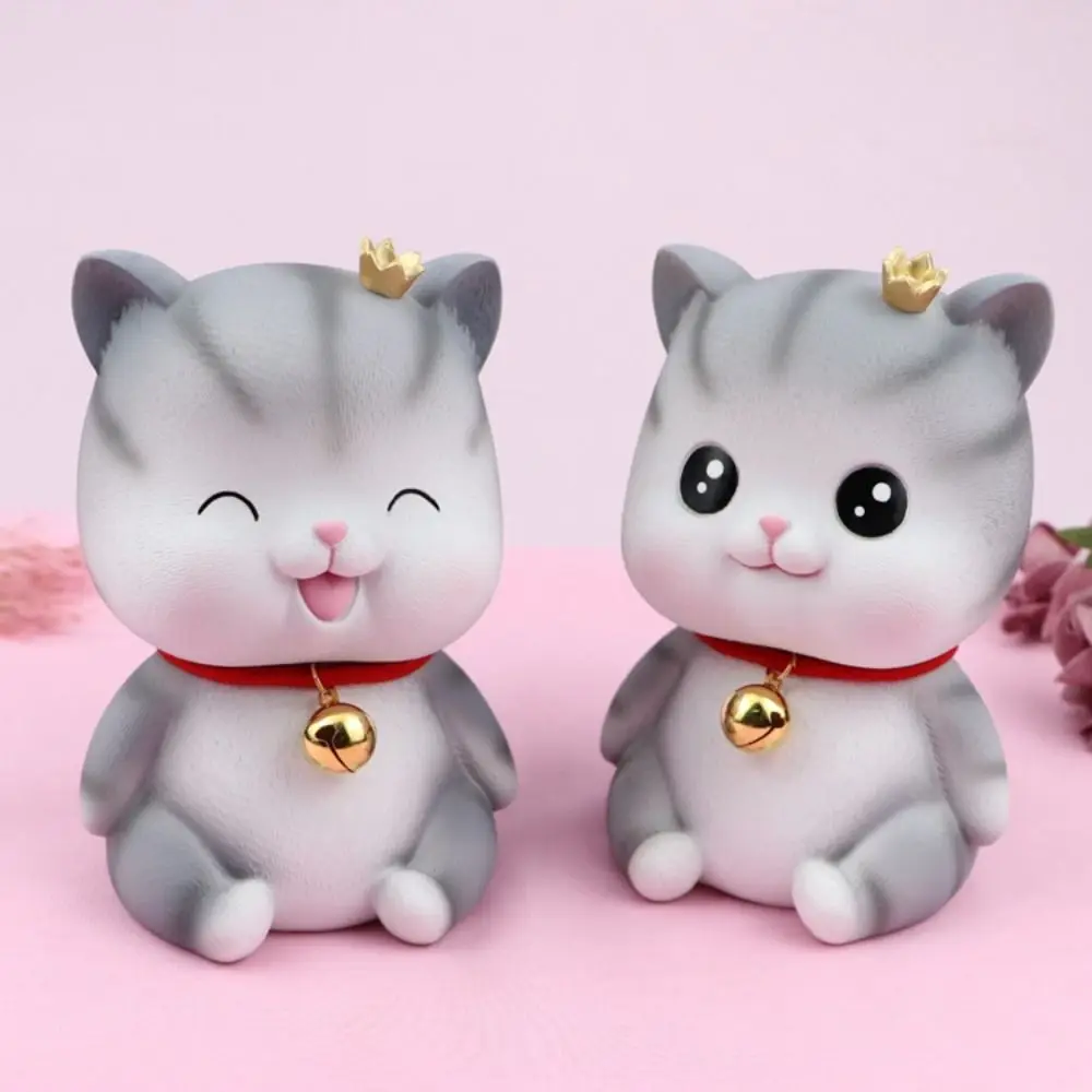 

Creative Vinyl Cat Piggy Bank Grey Animal Design Cat Crafts Ornaments Cat Money Boxes Home Office