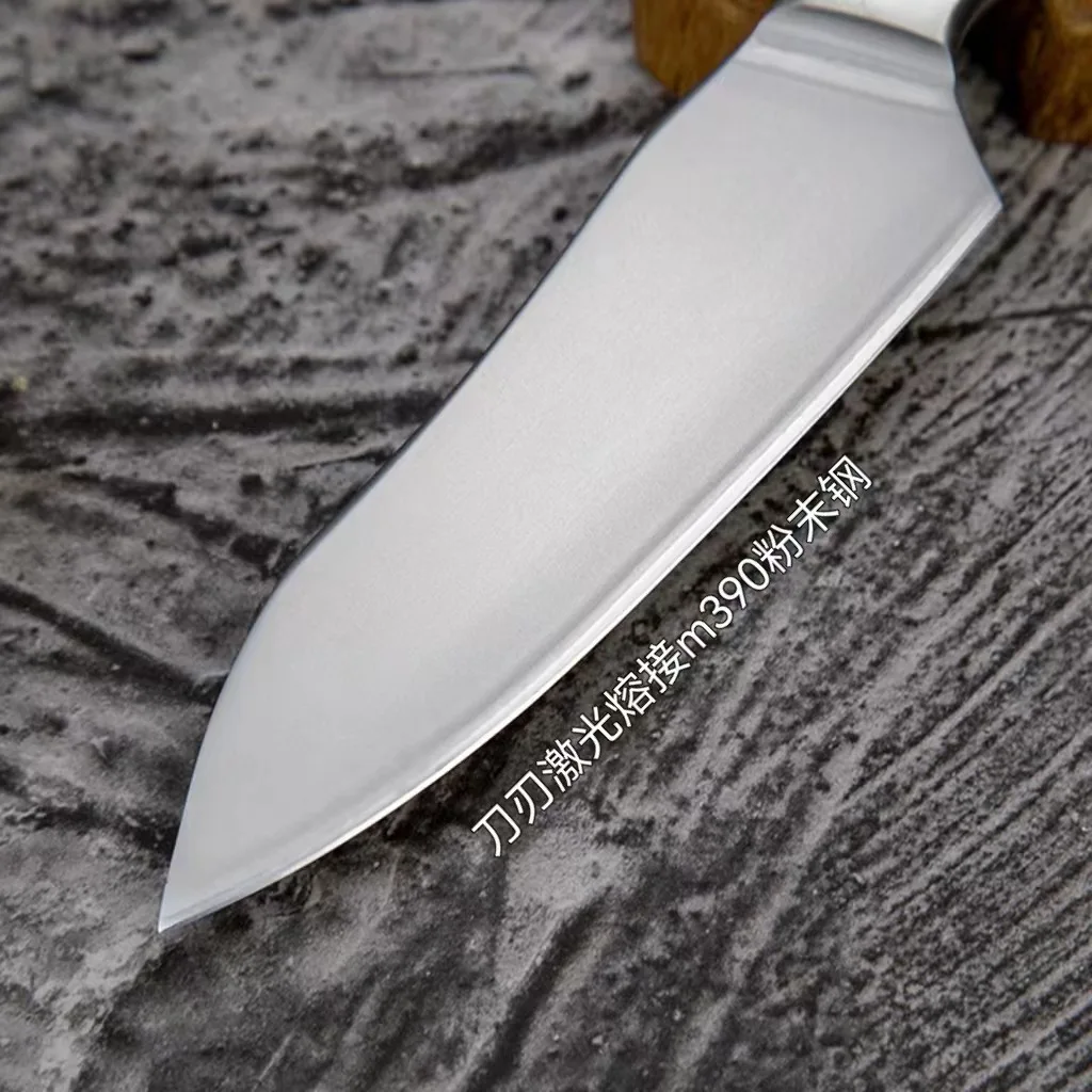 7 Inch Chef Knife M390 Core 3 Layers Clad Steel Blade Sharp Cleaver Meat Slicing Vegetables Kitchen Knives Hollowing Out Handle