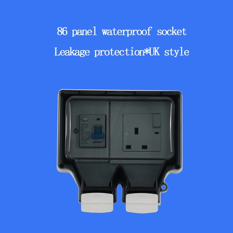 IP66 Outdoor Waterproof sSocket Outdoor 86 Type Waterproof Box 13A British Socket With Switch Panel Leakage Protection EU US  SA