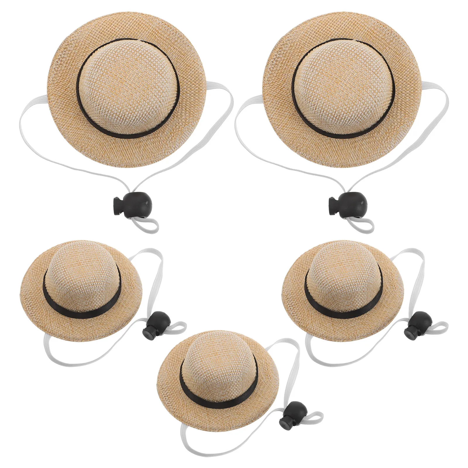 5pcs Dog Hats Small Dogs Adjustable Pets Straw Hat With Chin Strap Mini Summer Sunhat For Puppy Cat Chihuahua And Small Animal