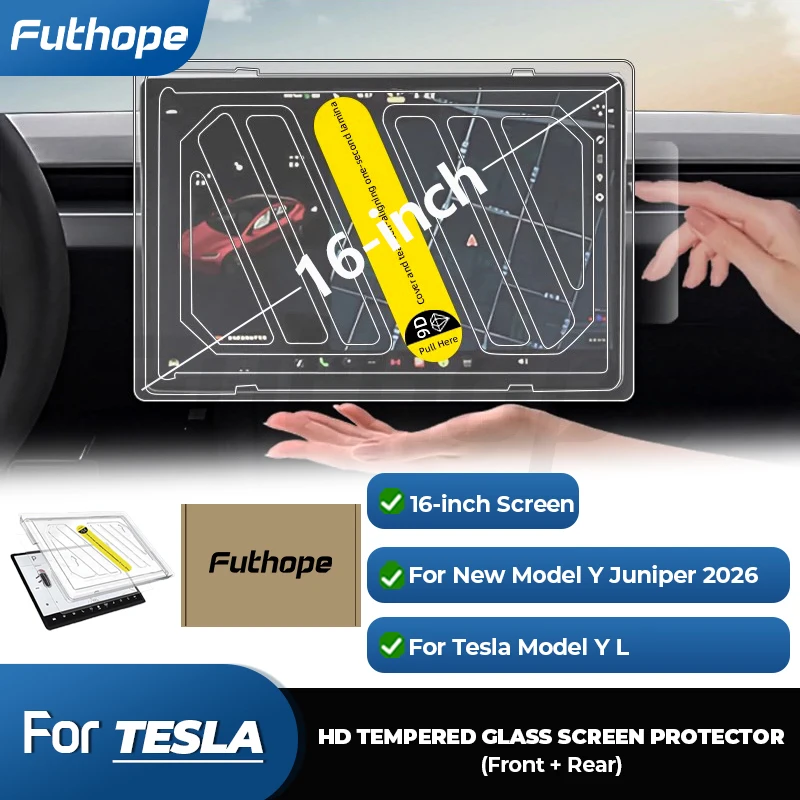 

Защитная пленка Futhope из закаленного стекла HD (2 шт.) для центрального дисплея Tesla Model Y 2026 Juniper YL с инструментом для установки
