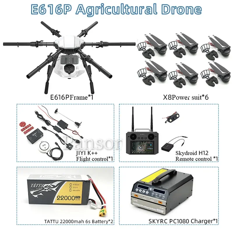 

EFT E616P Plant Protection Machine Kit 6 Axis 16L 16KG Water Tank Agricultural Hobbywing X8 H12 Remote Control JIYI K++V2