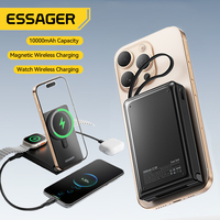 Essager 10000mAh Magnetic Power Bank 5 in 1 Wireless Fast Charger Stand With USB C Cable For Magsafe iPhone Watch Earbuds Xiaomi