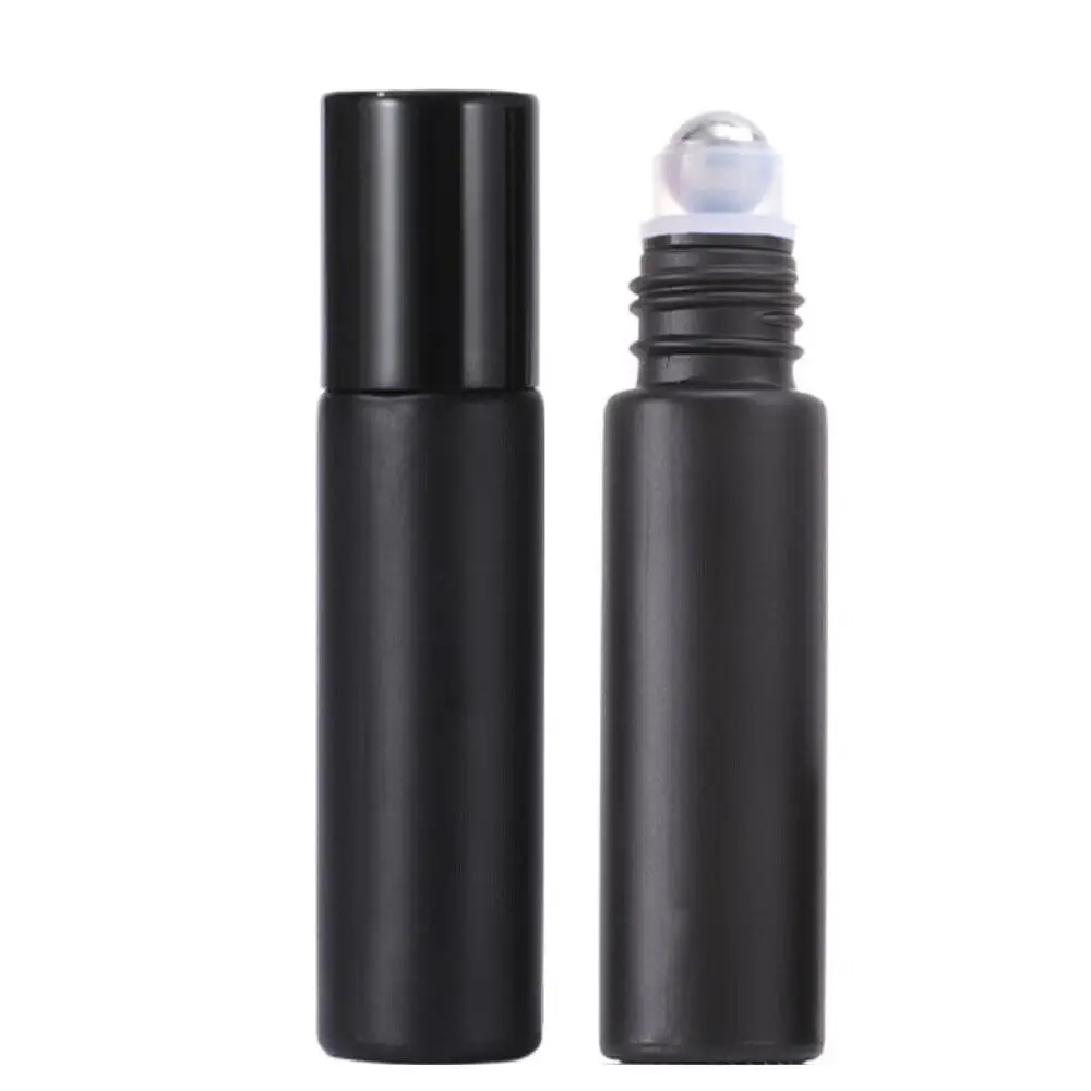 50PCS  5ML 10ML Glass Black Roll On Bottle Essential Oils Roller Ball Vials for Perfume Aromatherapy Refillable Travel Perfume