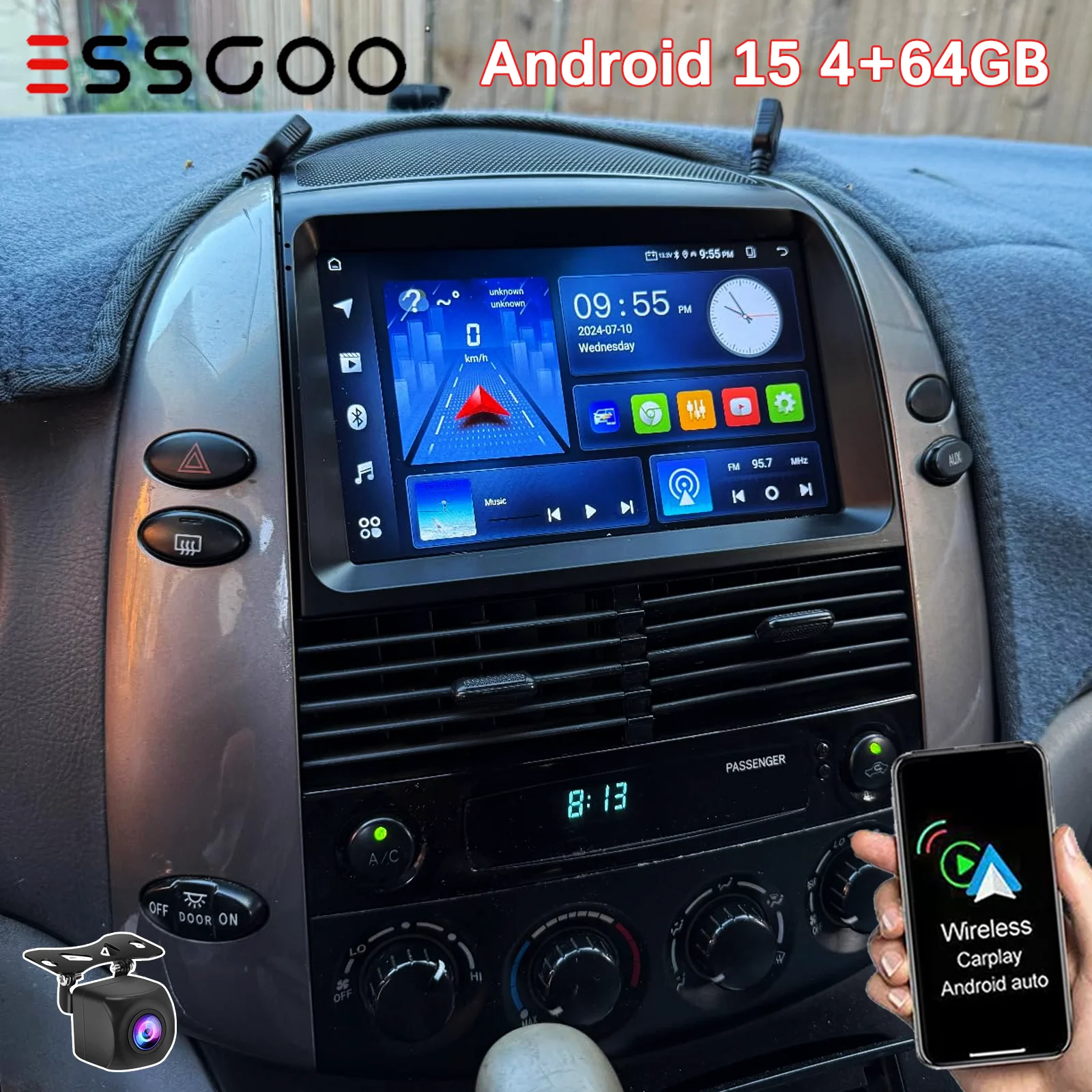 

CarPlay Android 15 Автомобильный стерео мультимедийный видеоплеер для Toyota Sienna 2004 2005 2006 2007 2008 2009 2010 2 DIN GPS WIFI DSP