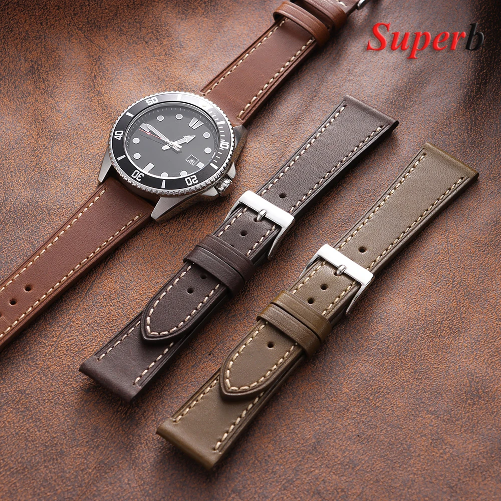 18 مللي متر 20 مللي متر 22 مللي متر خمر جلد العجل الساعات اليدوية الرجعية النفط الشمع حزام من الجلد لهواوي الرجال النساء حزام (استيك) ساعة اكسسوارات