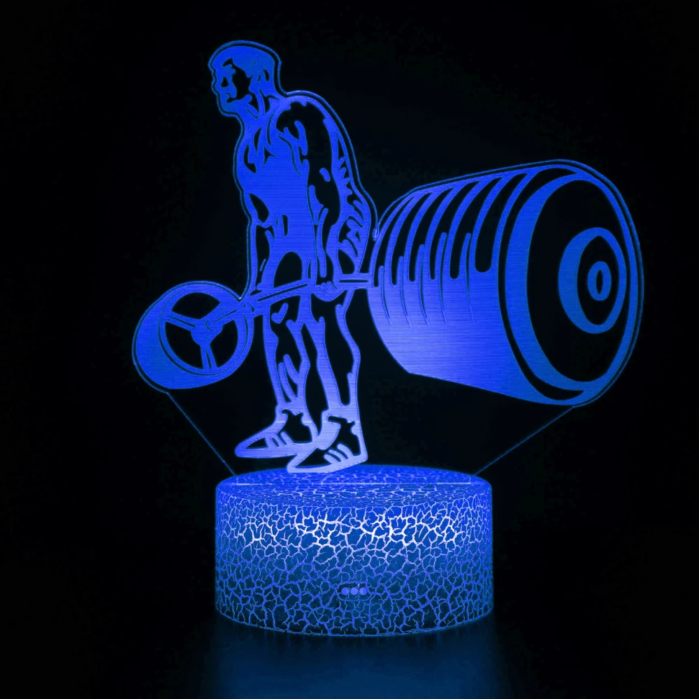 Nighdn-Halterofilismo Homem LED Night Light, Decoração para casa, Lâmpada 3D Ilusão Criativa, Acrílico Colorido Gradiente Atmosfera Lâmpada