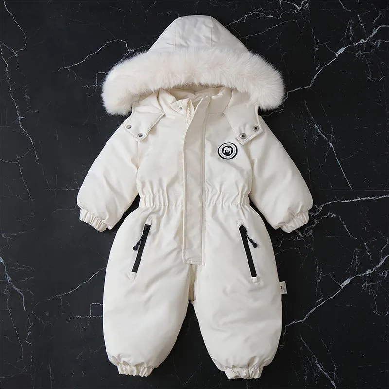 

Children Ski Suit -30 Degree Winter Waterproof Thicken Baby Jumpsuit Plus Velvet Boys Overalls Warm Kids Clothing Set
