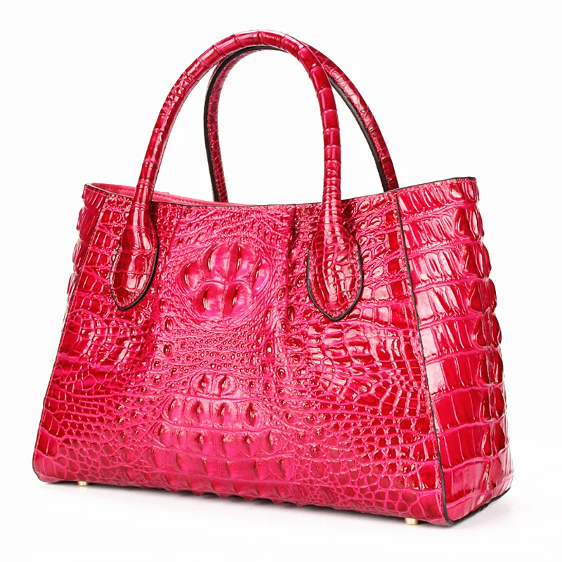 New Crocodile Leather Women\'s Handbags Genuine Leather Female Portable Shoulder Messenger Bag Fashion Brand Red Tote Bags