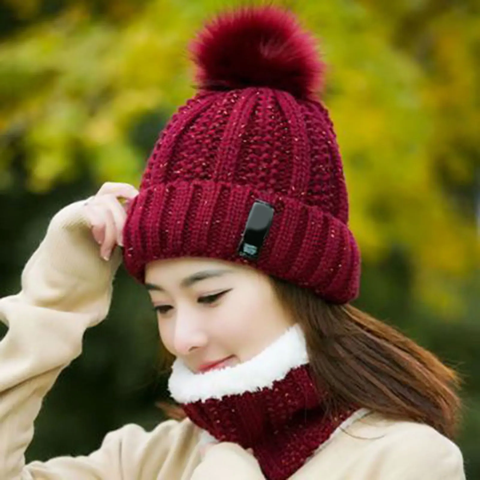 Hat Scarf Unisex Faux Wool Knitted Ear Protection Thickened Warm Winter Supplies Double Layer Thickening Breathable 1pc d88