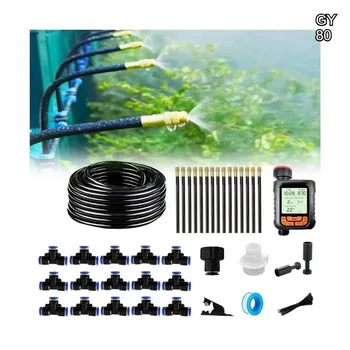Automatic Garden Watering System Kit with Timer, 360-Degree Copper Nozzles, Quick Connector for Easy Drip Irrigation