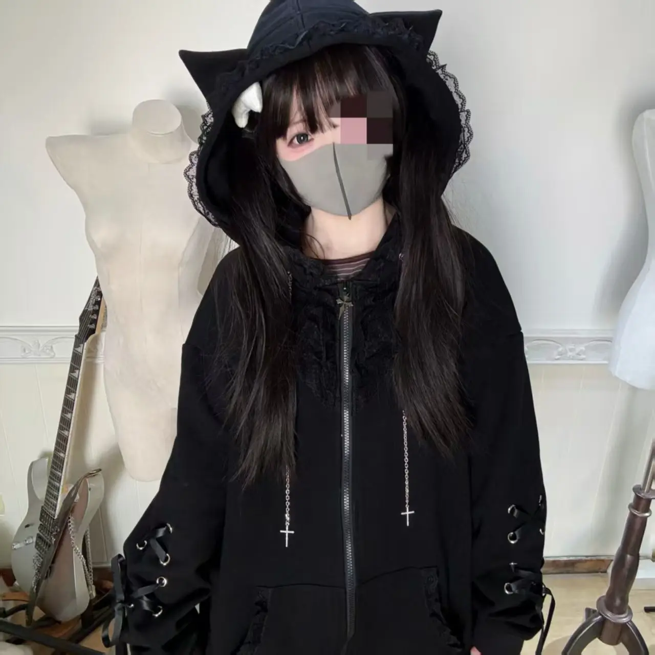 

Harajuku уличная одежда куртки с капюшоном женские толстовки одежда панк Y2k толстовки японский принт с заклепками модное повседневное пальто на молнии