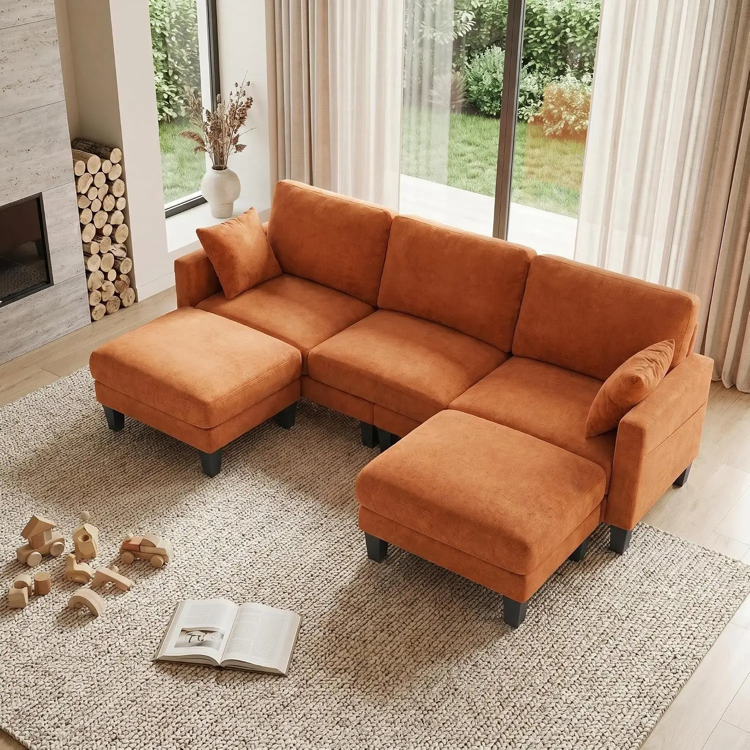 U Shaped Sectional Sofa with Ottoman, 22