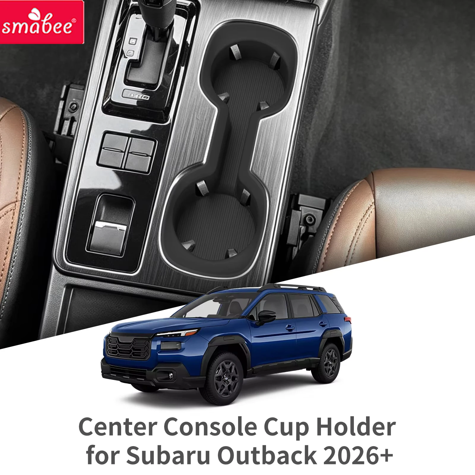 Smabee for Subaru Outback 2026 2027 Silicone Center Cup Holder Insert Box Shock-Absorbing Tray Organizer Car Accessories
