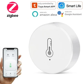 Tuya zigbee טמפרטורה ולחות חיישן סוללה מופעל tuya חיים חכם אבטחה עבודה עם alexa Google Home
