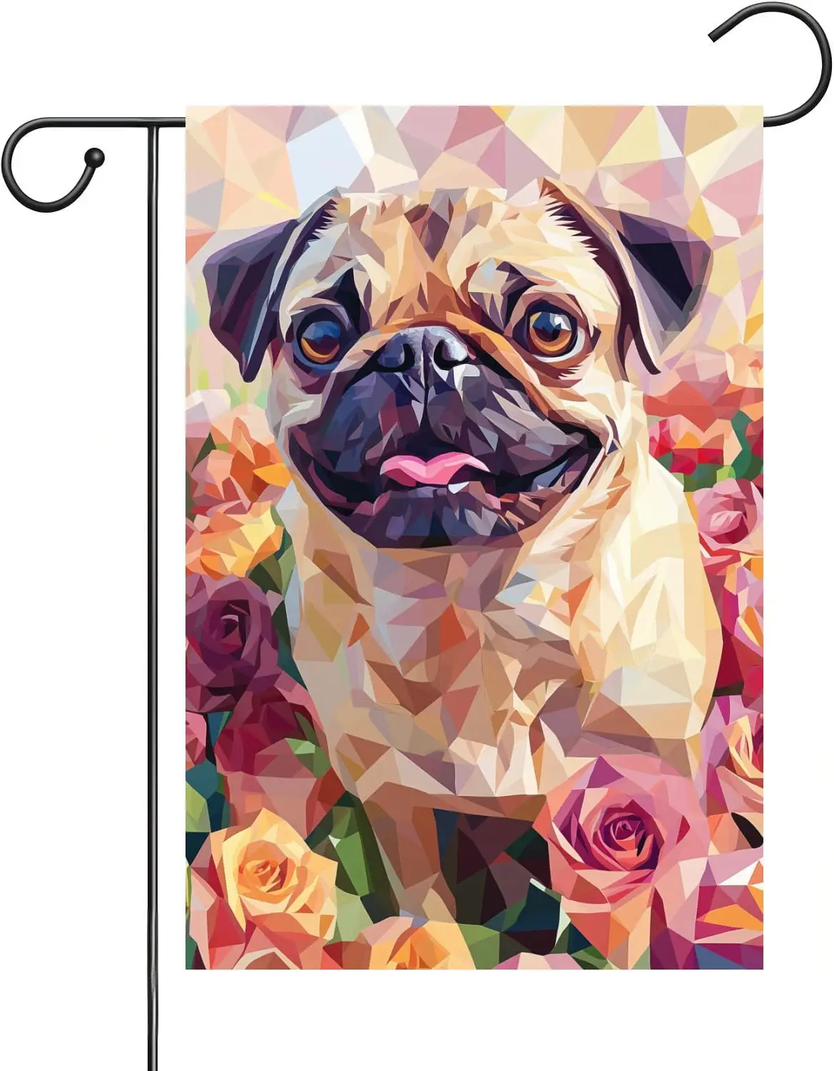 Rose Pug Dog Garden Flag Summer Flag Spring Autumn Welcome Yard Flag Dog Flags for Outside 12x18 Double Sided Outdoor Front  MMZ