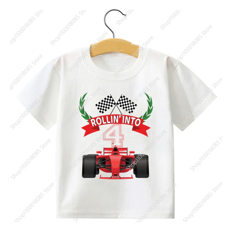 Baby Kids Racing Car Birthday Number 1-9 Print T Shirt Children Birthday T-shirts Boy&Girl Funny Gift Tshirt Present.