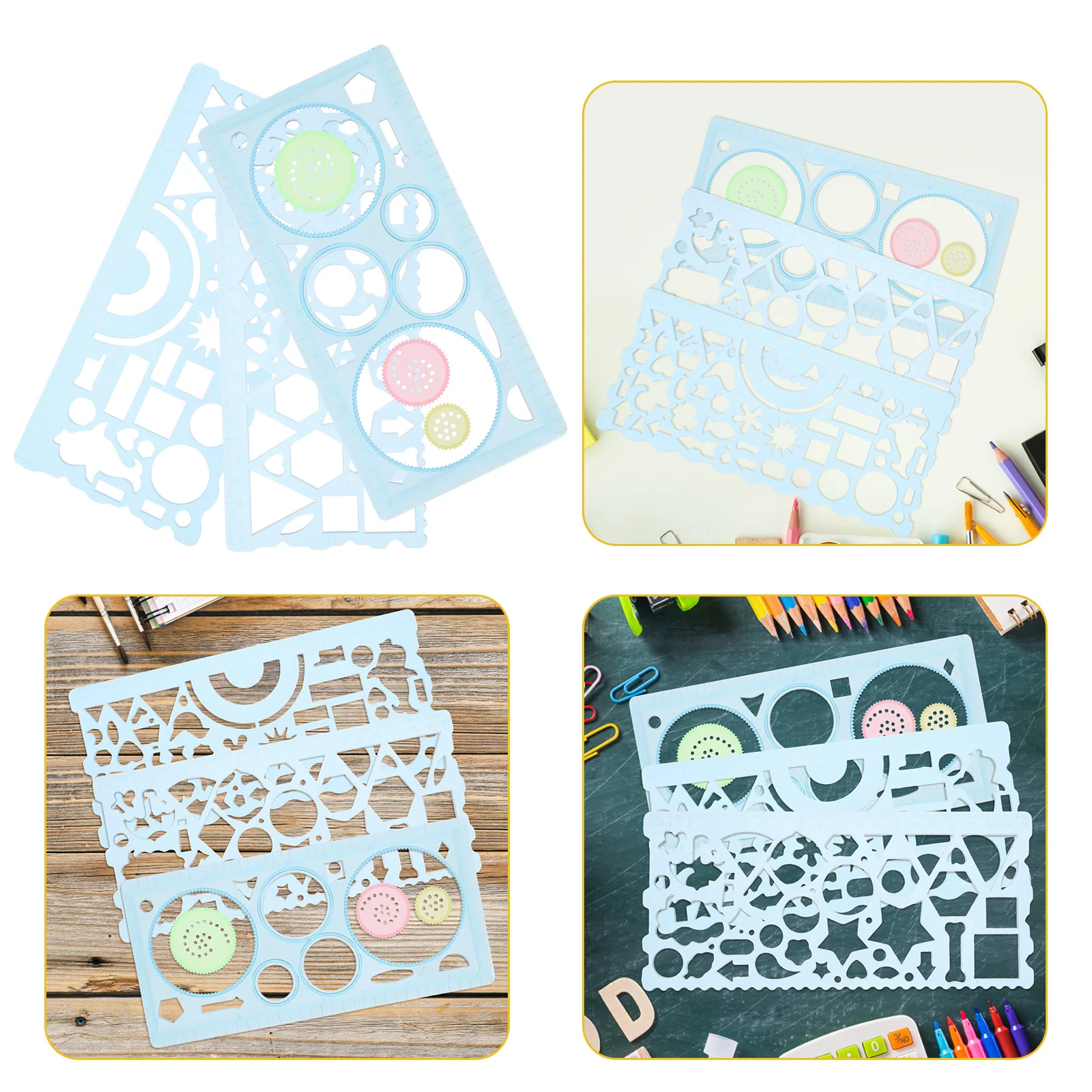 مجموعة واحدة من قوالب الرسم الهندسي مجموعة مسطرة بلاستيكية لصياغة أداة هندسة الطلاب خفيفة الوزن #3