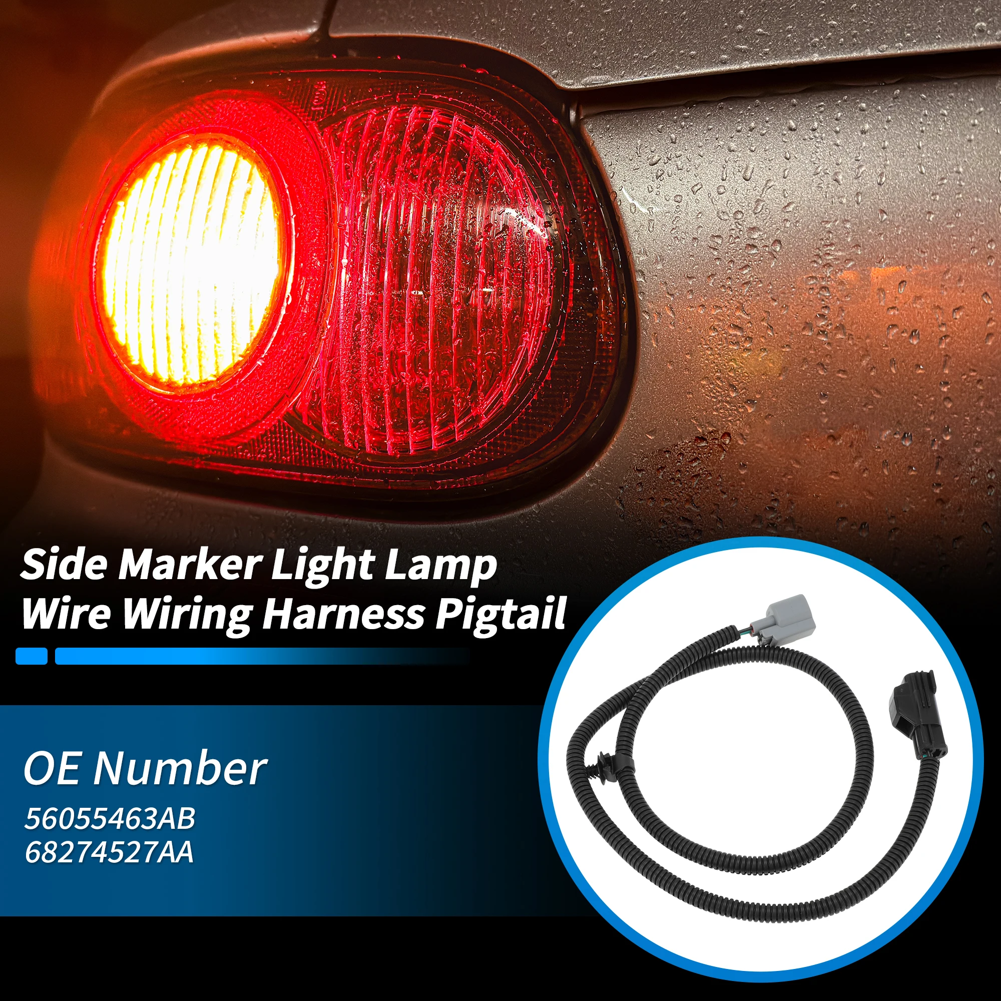 UXCELL No.56055463AB Side Marker Light Wiring Harness for Jeep Wrangler 2007-2018