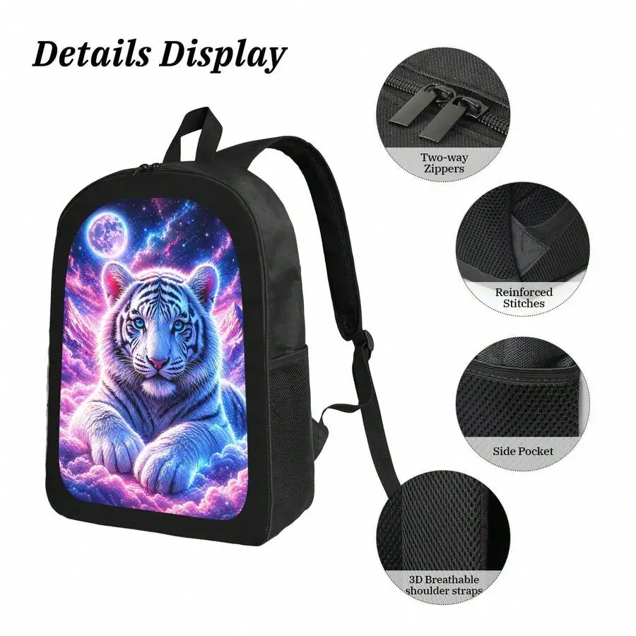 

Aurora White Tiger Print Backpack Stylish Casual Lightweight Durable Daypack For Men Women